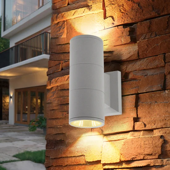 Lámpara de pared moderna de aluminio de doble cabezal para exteriores, impermeable, para balcón, lámpara de pared para patio, bombillas LED GU10, luz de pared para exteriores